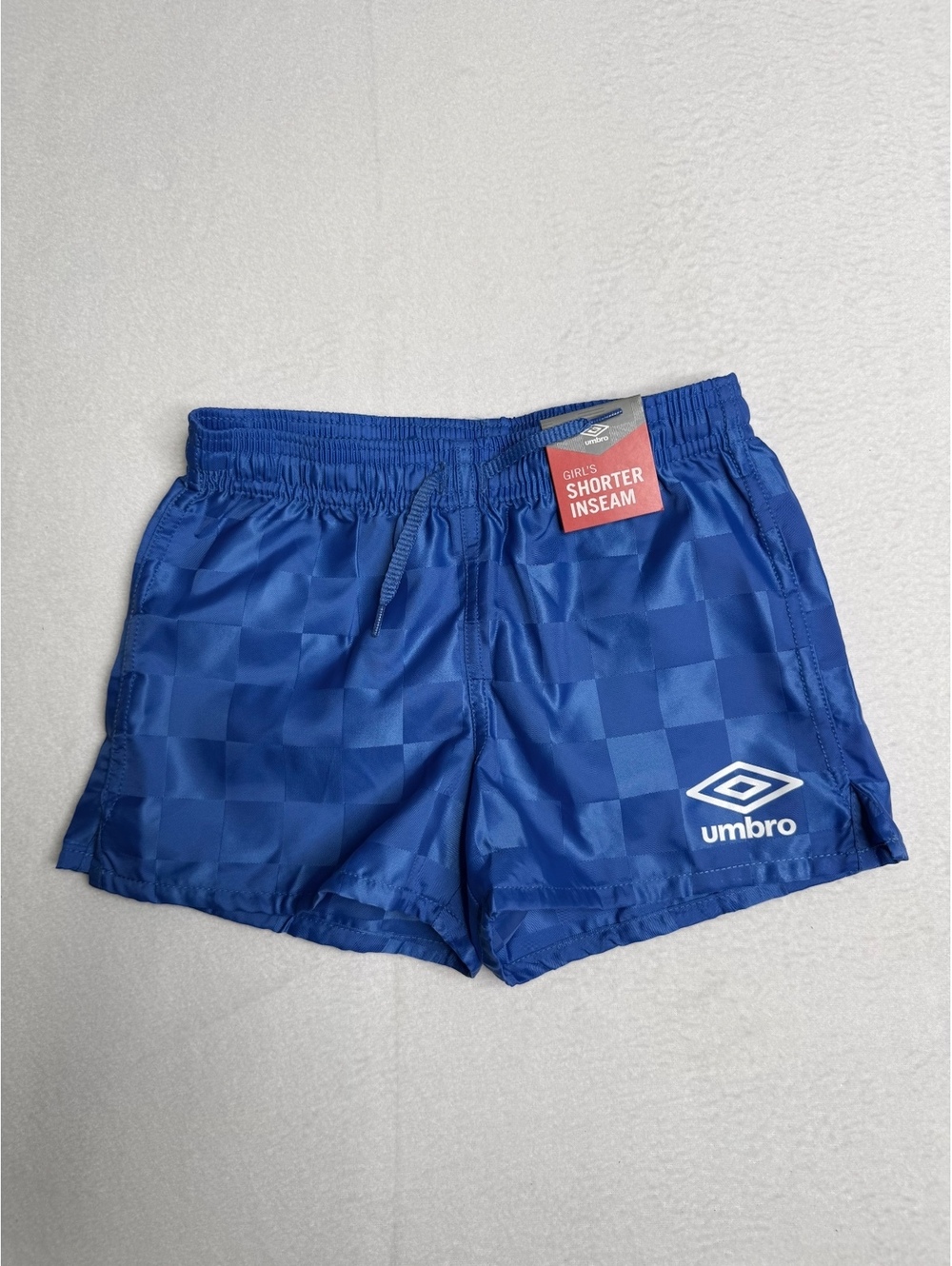 Umbro Kids XXS Blue 3 Inch Check Shorts NWT Youth Soccer Athletic